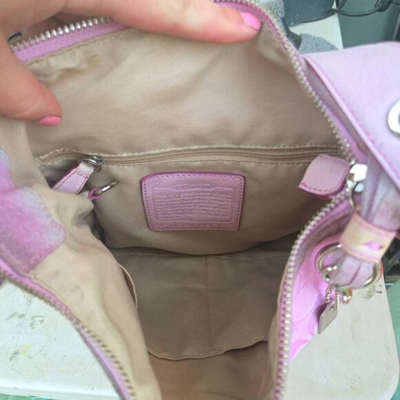 Coach Y2K Signature C Baby Pink Canvas and Suede Slim Vintage Crossbody Bag. #93 - Picture 9 of 10